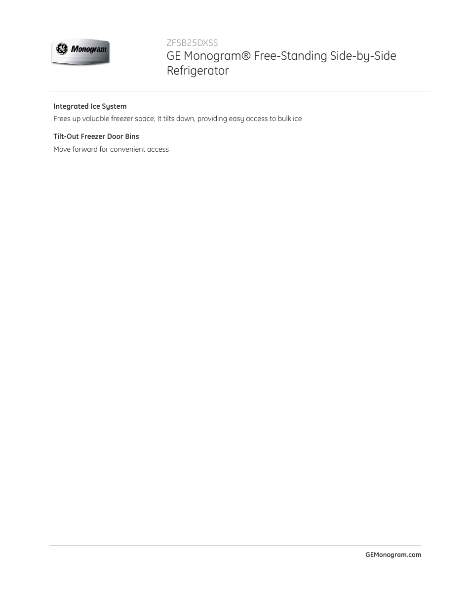GE ZFSB25DXSS User Manual | Page 2 / 4