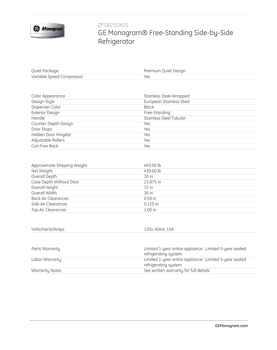 Zfsb25dxss | GE ZFSB25DXSS User Manual | Page 4 / 4