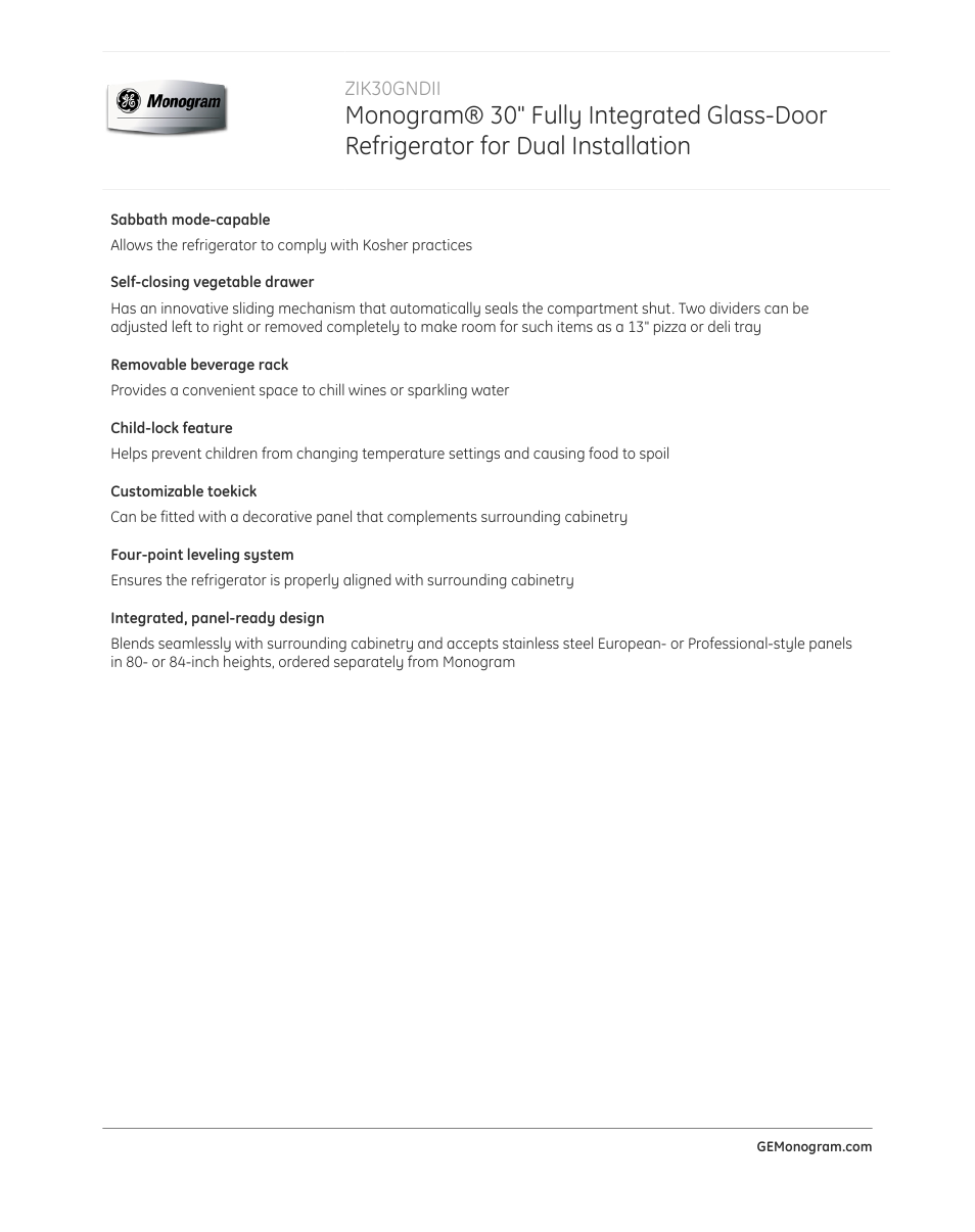 GE ZIK30GNDII User Manual | Page 2 / 4