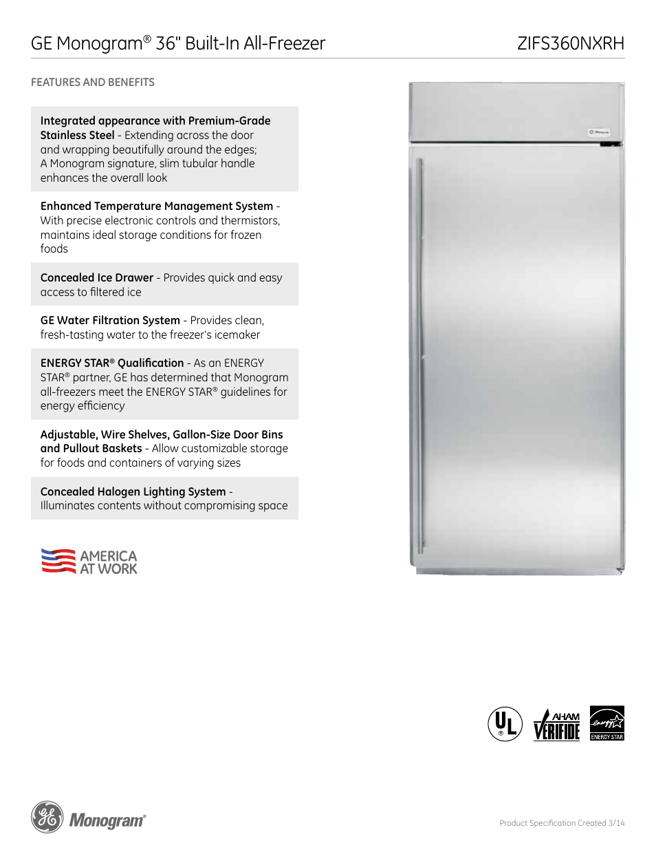 Ge monogram | GE ZIFS360NXRH User Manual | Page 5 / 5
