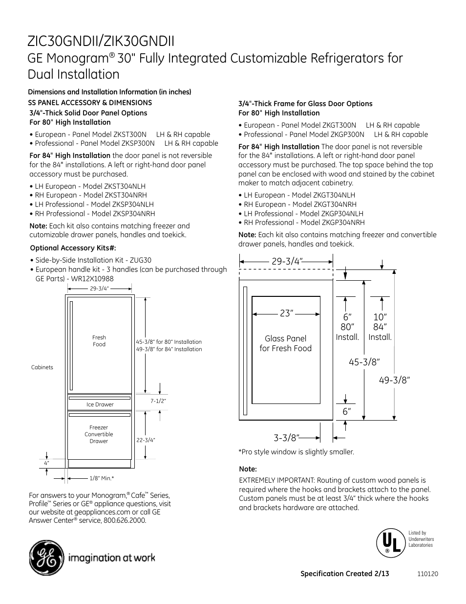 Zic30gndii/zik30gndii, Ge monogram | GE ZIK30GNDII User Manual | Page 3 / 9