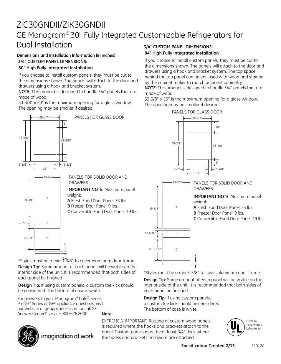 Zic30gndii/zik30gndii, Ge monogram | GE ZIK30GNDII User Manual | Page 4 / 9