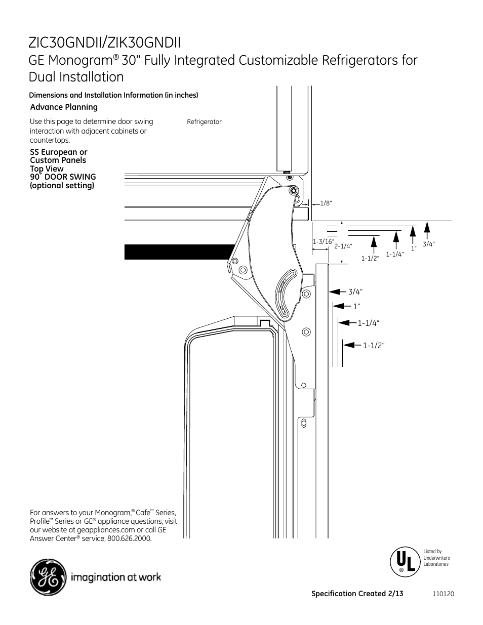 Zic30gndii/zik30gndii, Ge monogram | GE ZIK30GNDII User Manual | Page 7 / 9