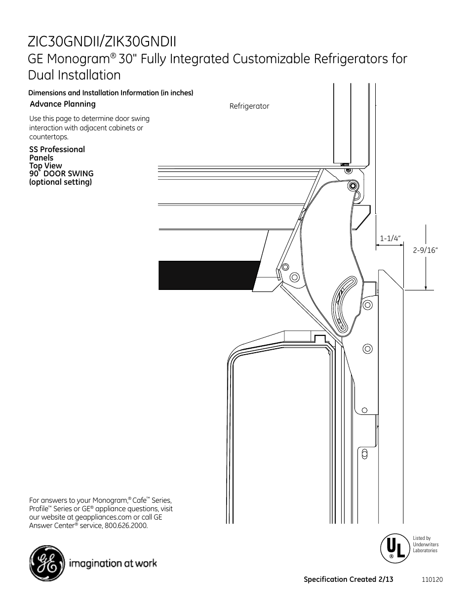 Zic30gndii/zik30gndii, Ge monogram | GE ZIK30GNDII User Manual | Page 8 / 9