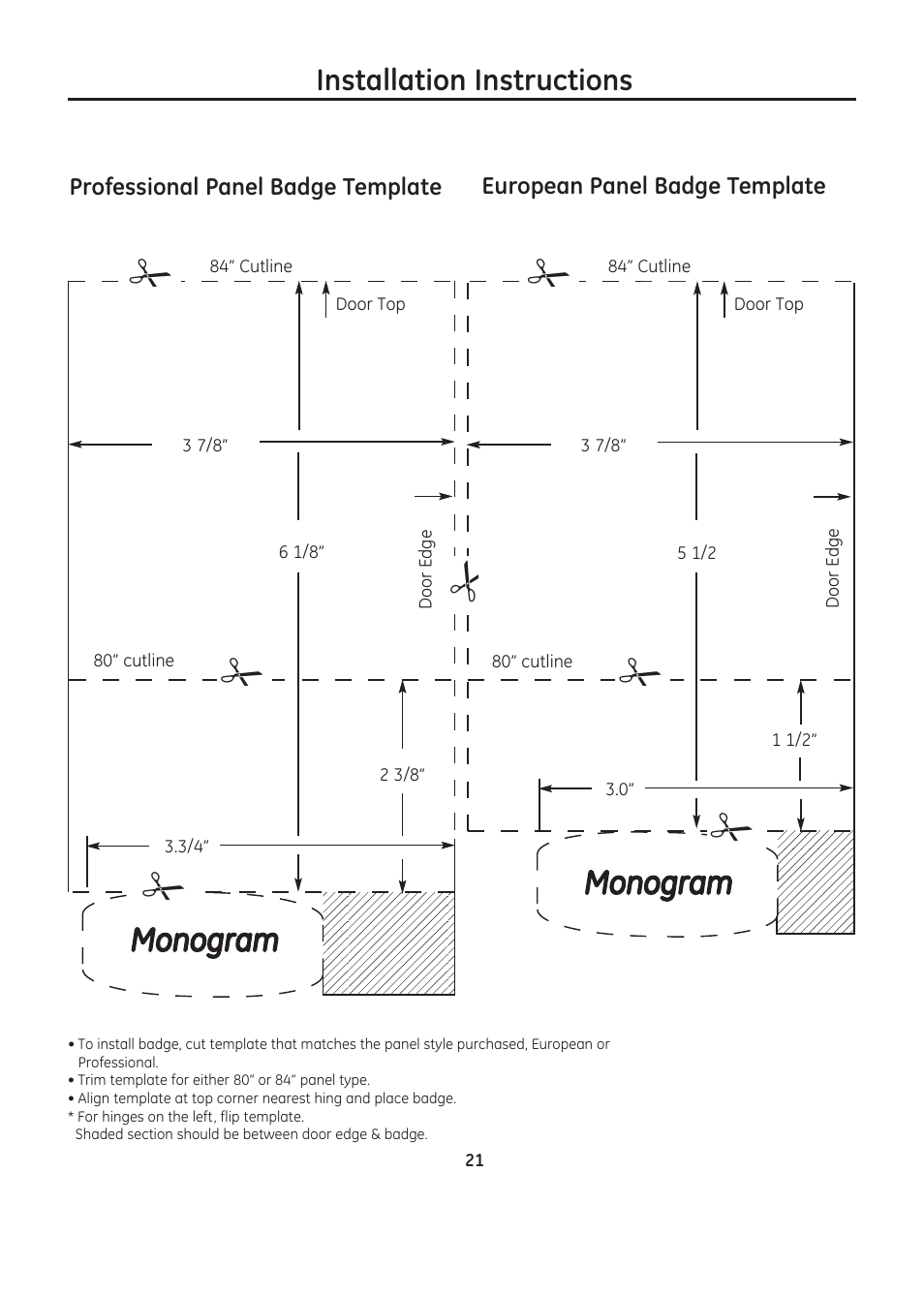 Monogram, Installation instructions | GE ZIC30GNDII User Manual | Page 21 / 68