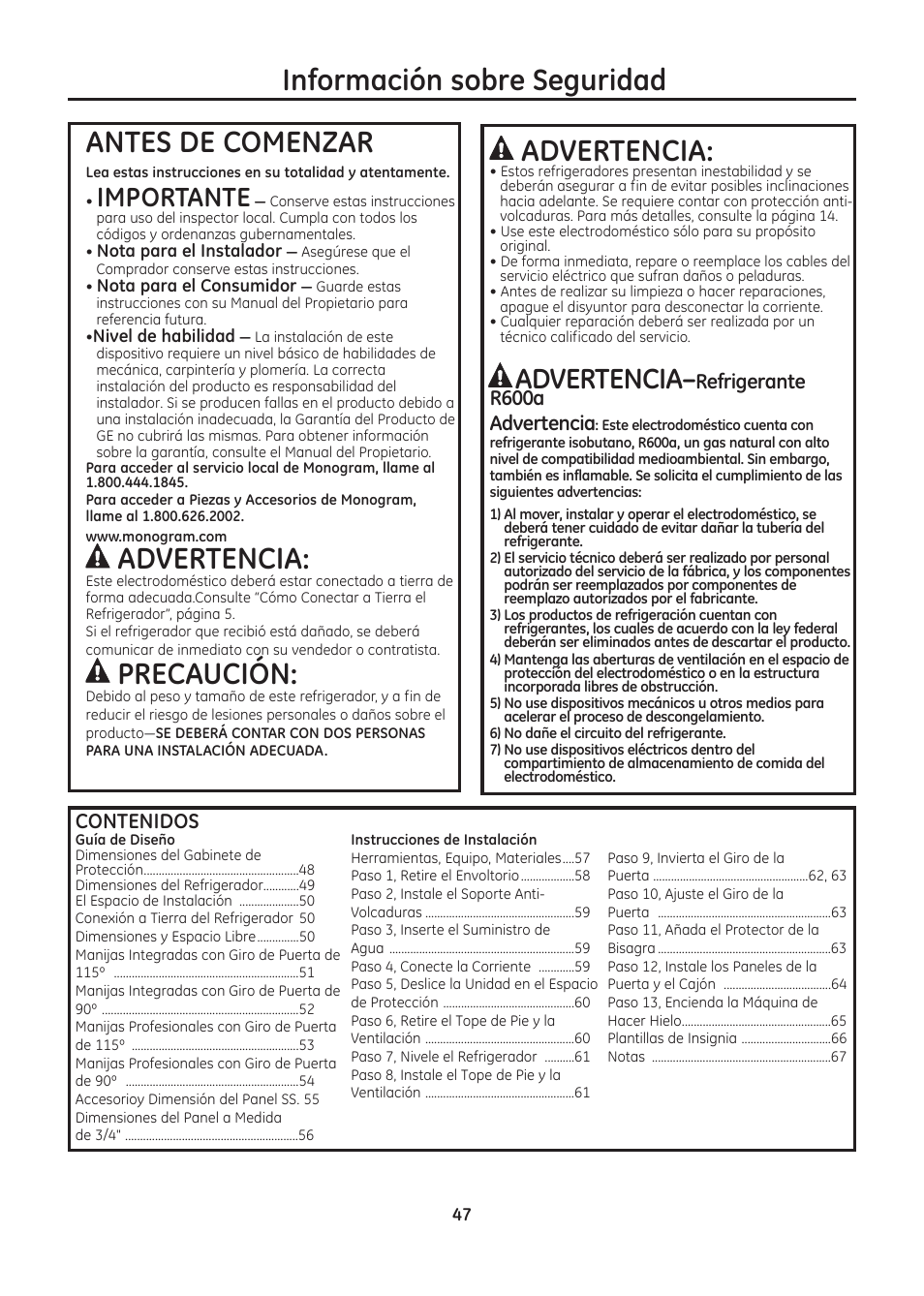 GE ZIC30GNDII User Manual | Page 47 / 68