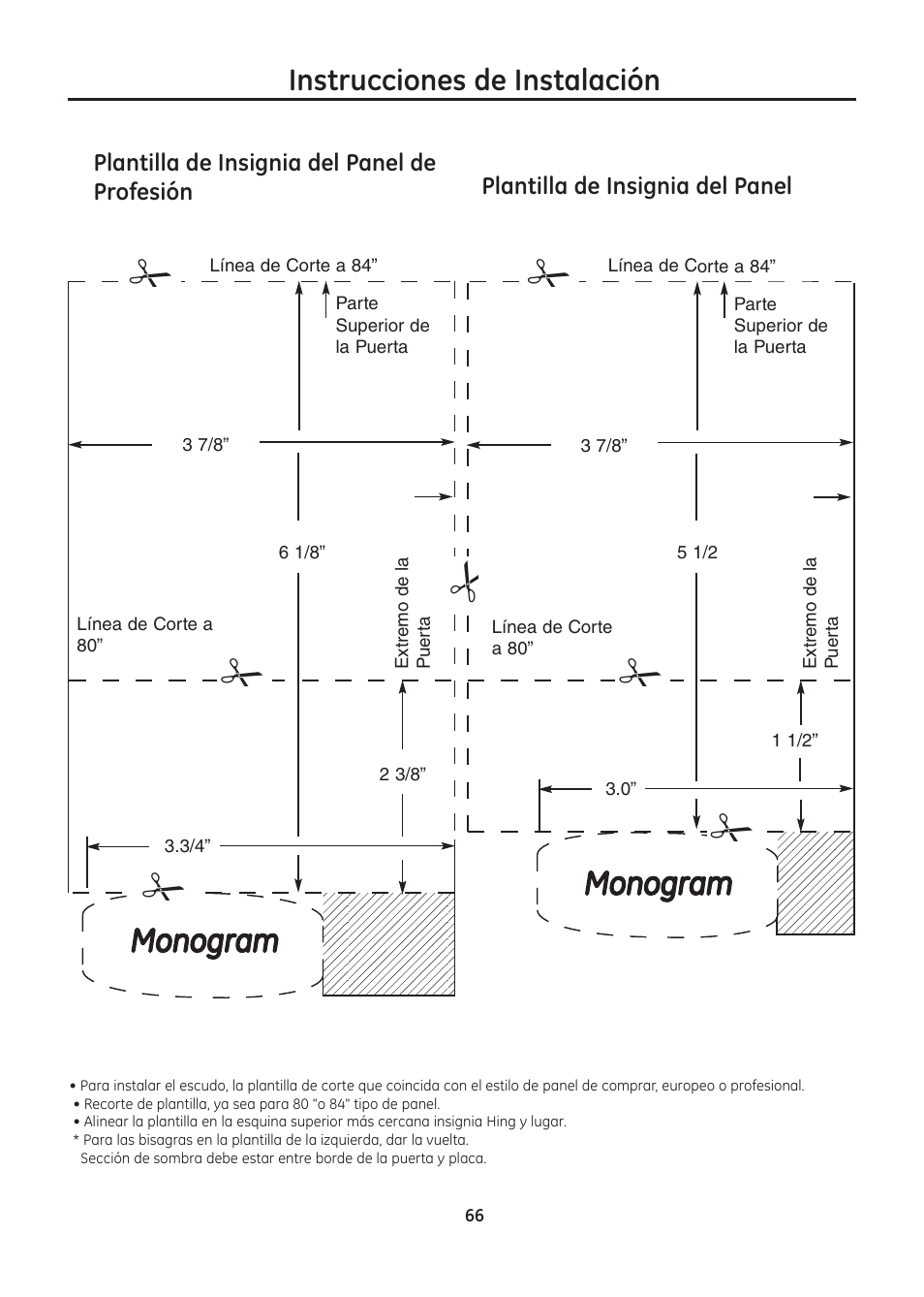 Monogram, Instrucciones de instalación | GE ZIC30GNDII User Manual | Page 66 / 68