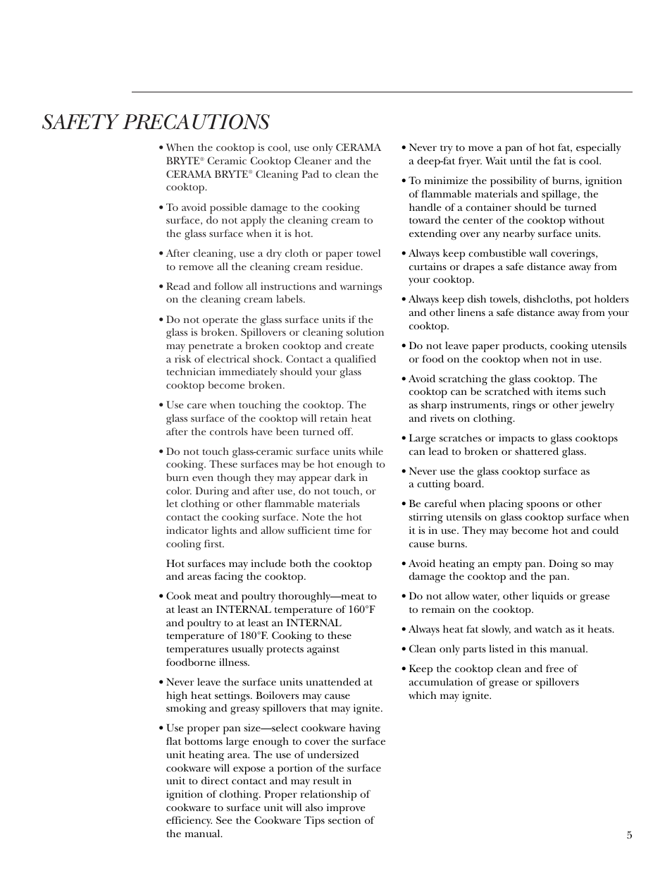 Safety precautions | GE ZEU36RSFSS User Manual | Page 5 / 28