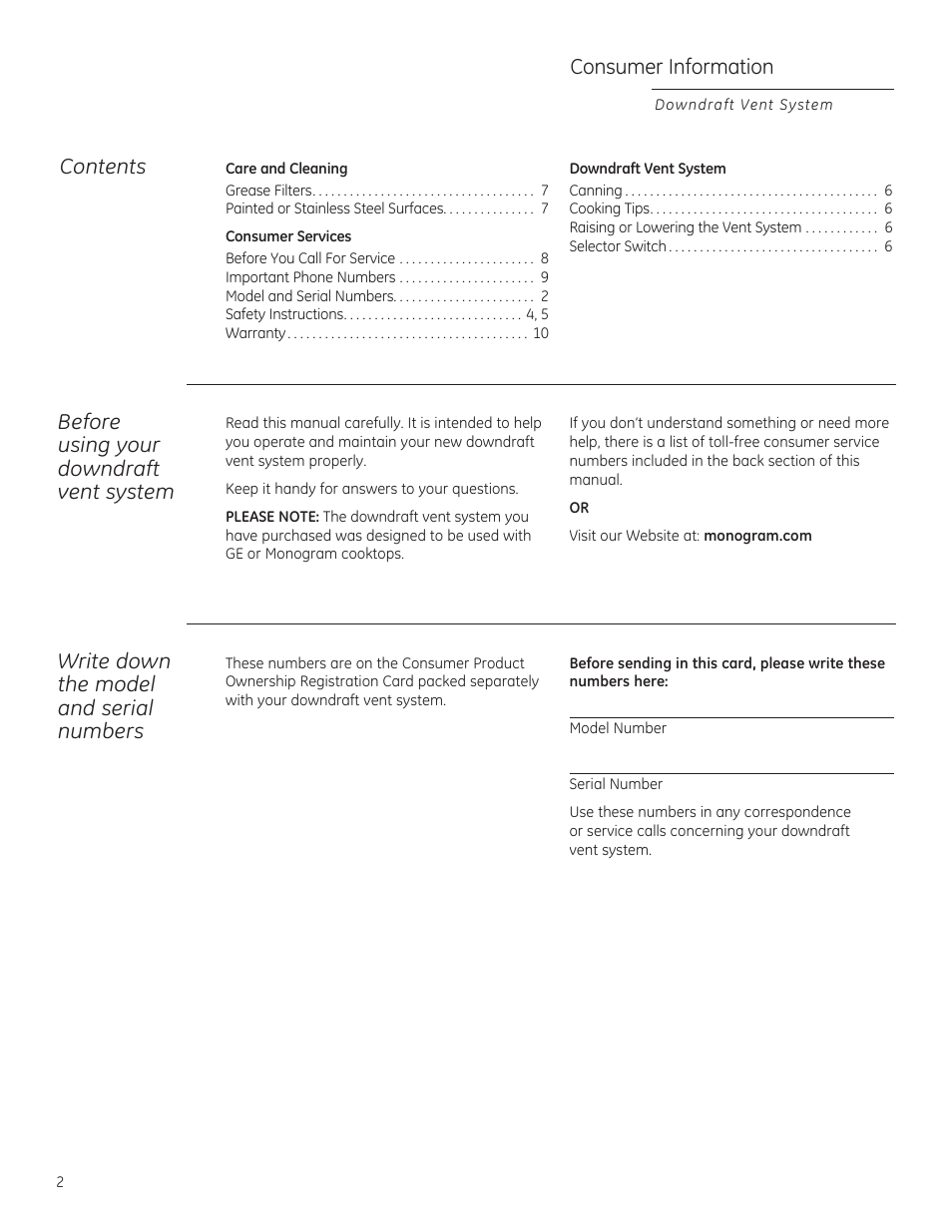 GE ZVB36STSS User Manual | Page 2 / 20