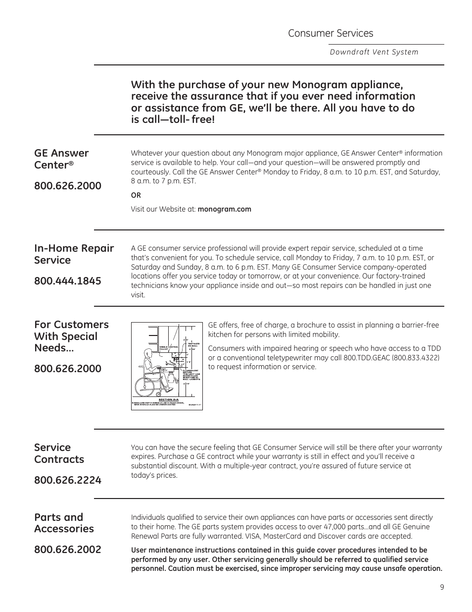GE ZVB36STSS User Manual | Page 9 / 20