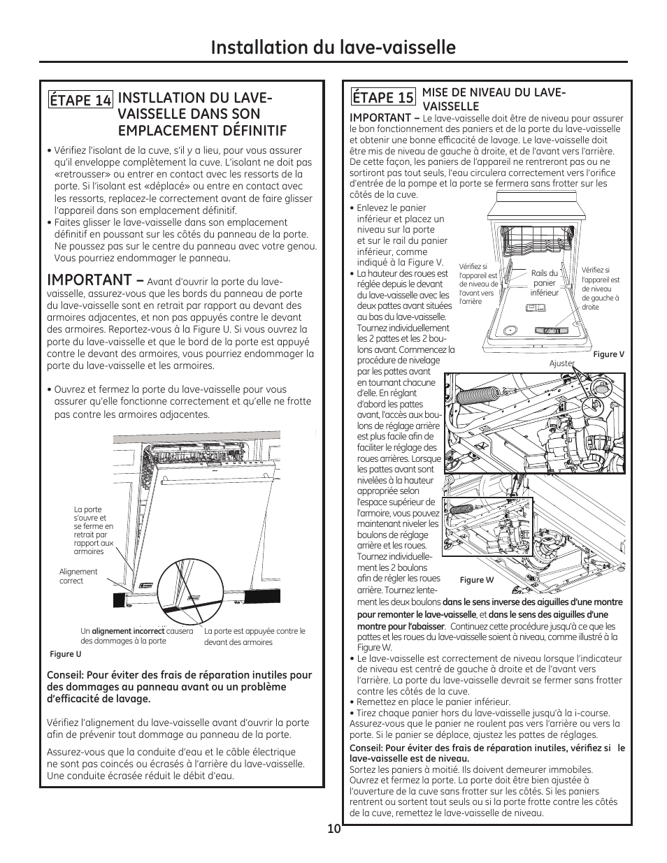 Installation du lave-vaisselle, Important, Étape 15 | GE ZDT800SSFSS User Manual | Page 26 / 48
