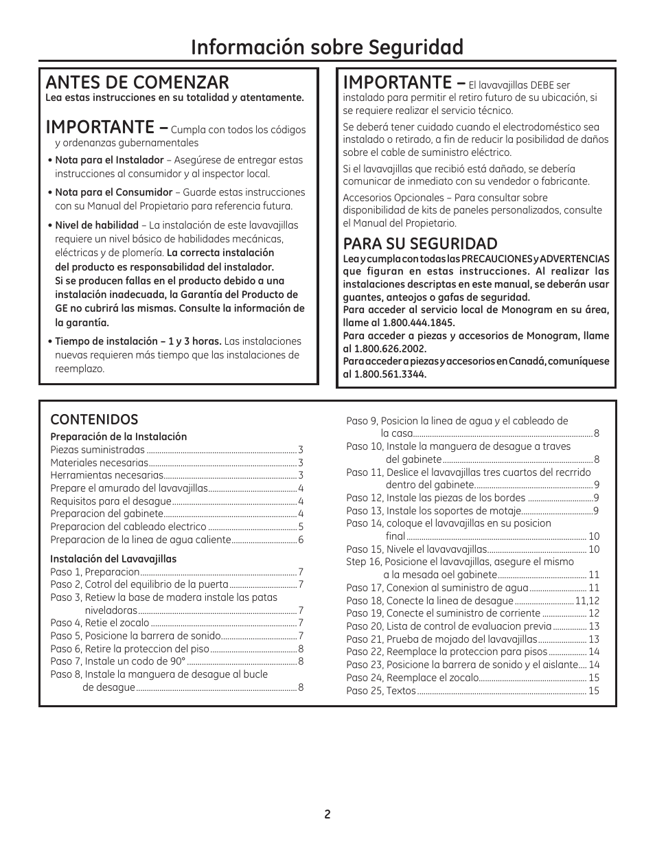 Información sobre seguridad, Antes de comenzar, Importante | Para su seguridad | GE ZDT800SSFSS User Manual | Page 34 / 48