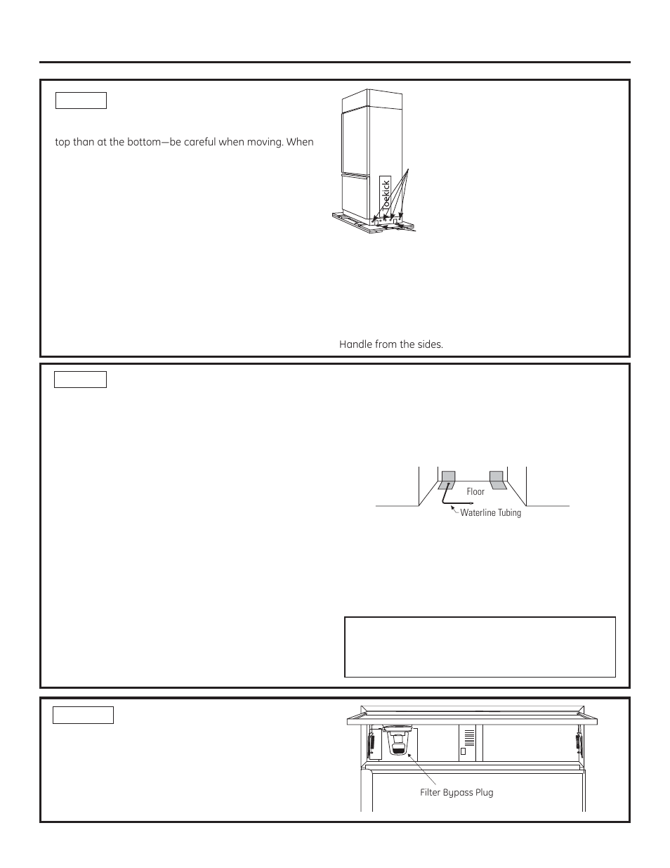 Installation instructions, Caution, Prudence | Step 1 remove packaging, Step 2 install water line | GE ZICP360NXRH User Manual | Page 10 / 20