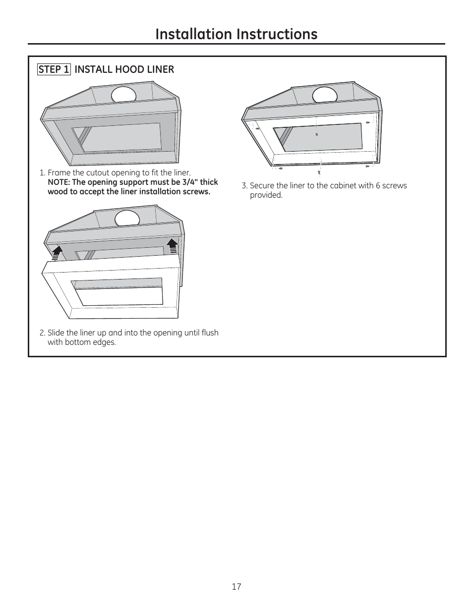 Installation instructions | GE ZVC42LSS User Manual | Page 17 / 68