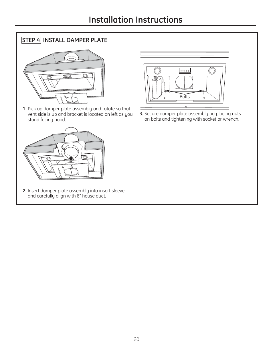 Installation instructions | GE ZVC42LSS User Manual | Page 20 / 68