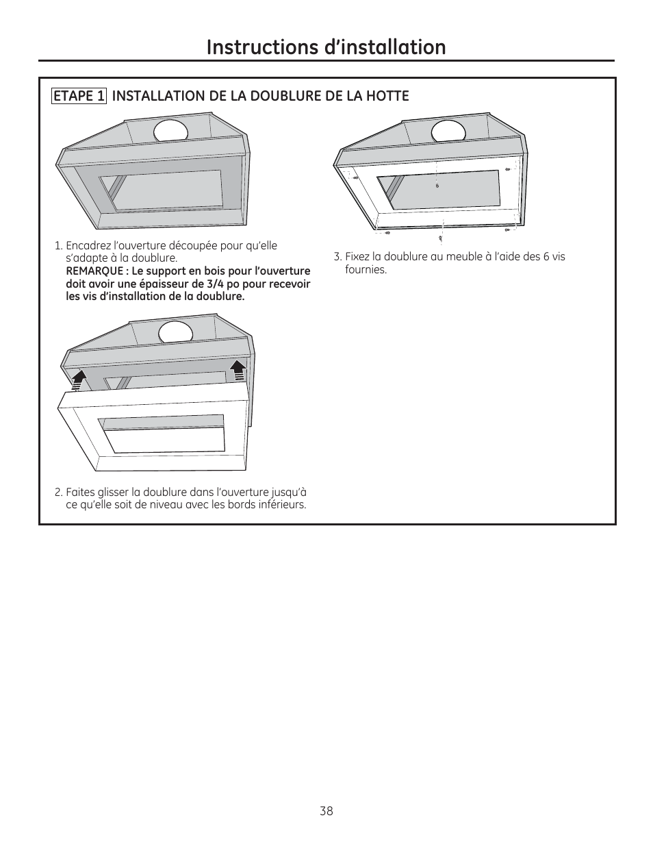 Instructions d’installation | GE ZVC42LSS User Manual | Page 38 / 68