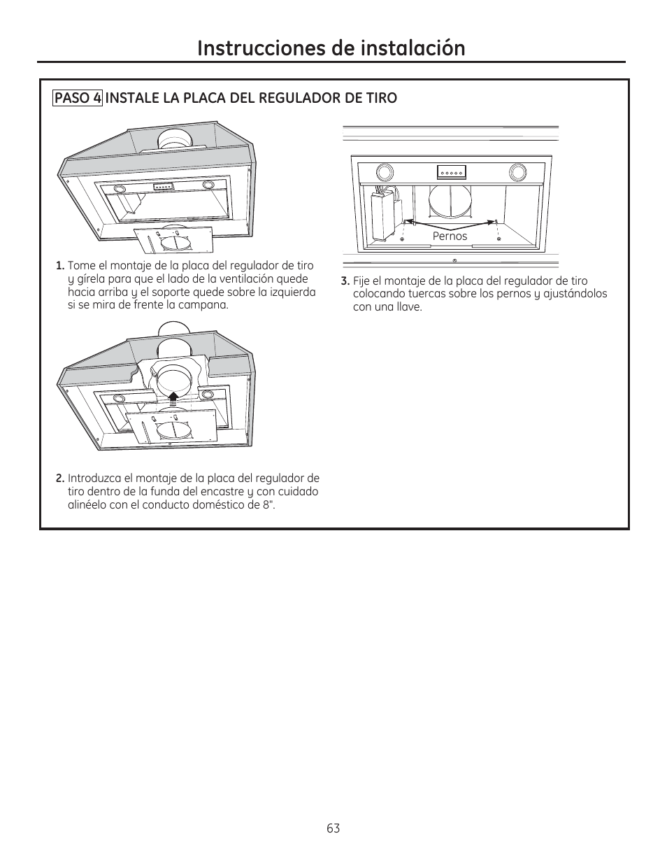 Instrucciones de instalación | GE ZVC42LSS User Manual | Page 63 / 68