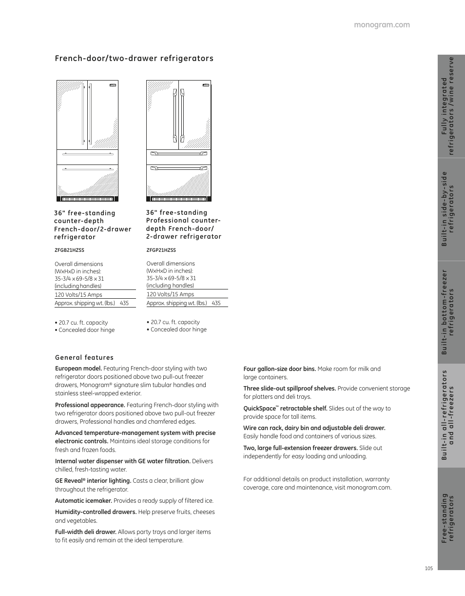 GE ZFGB21HZSS User Manual | 3 pages