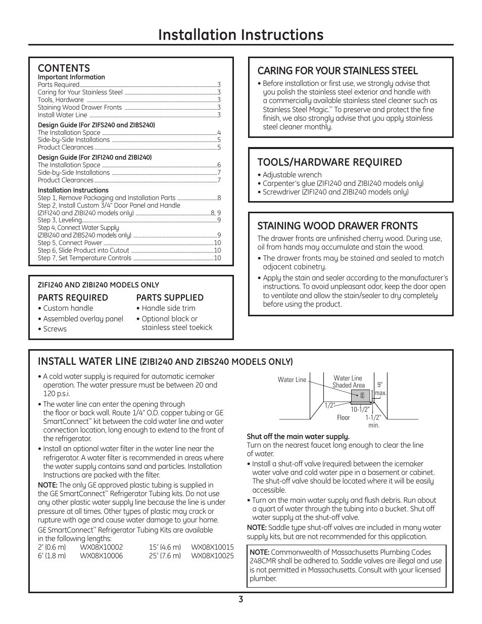 GE ZIBS240PSS User Manual | Page 3 / 12