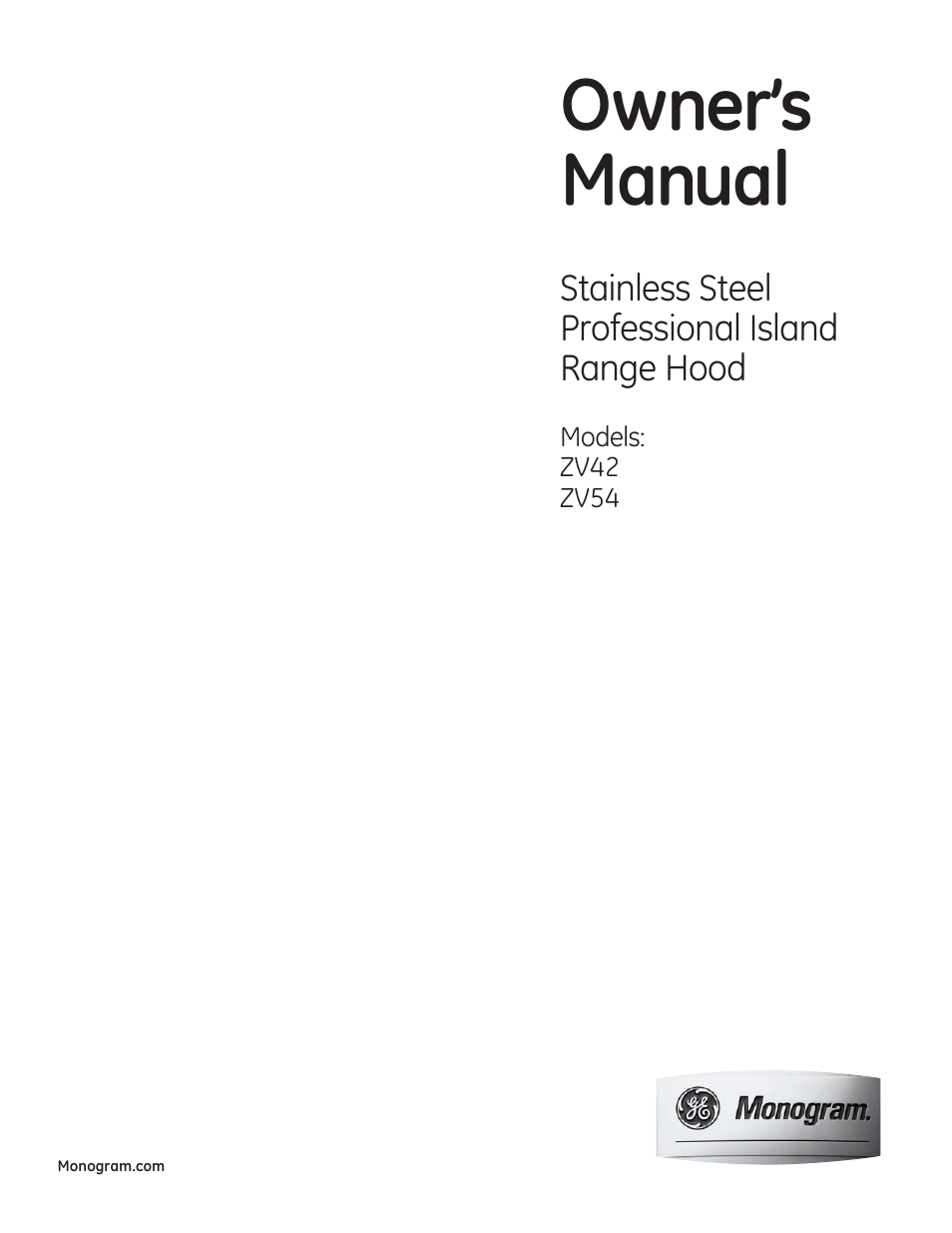 GE ZV54ISHSS User Manual | 12 pages