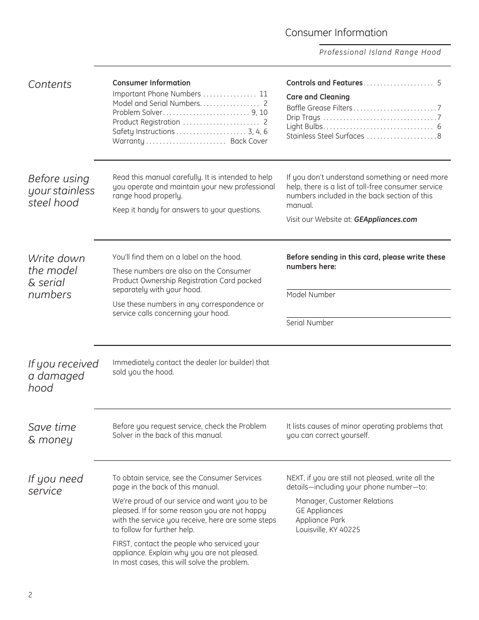 GE ZV54ISHSS User Manual | Page 2 / 12