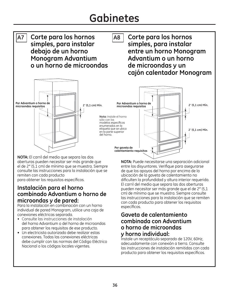 Gabinetes | GE ZET1SMSS User Manual | Page 36 / 44