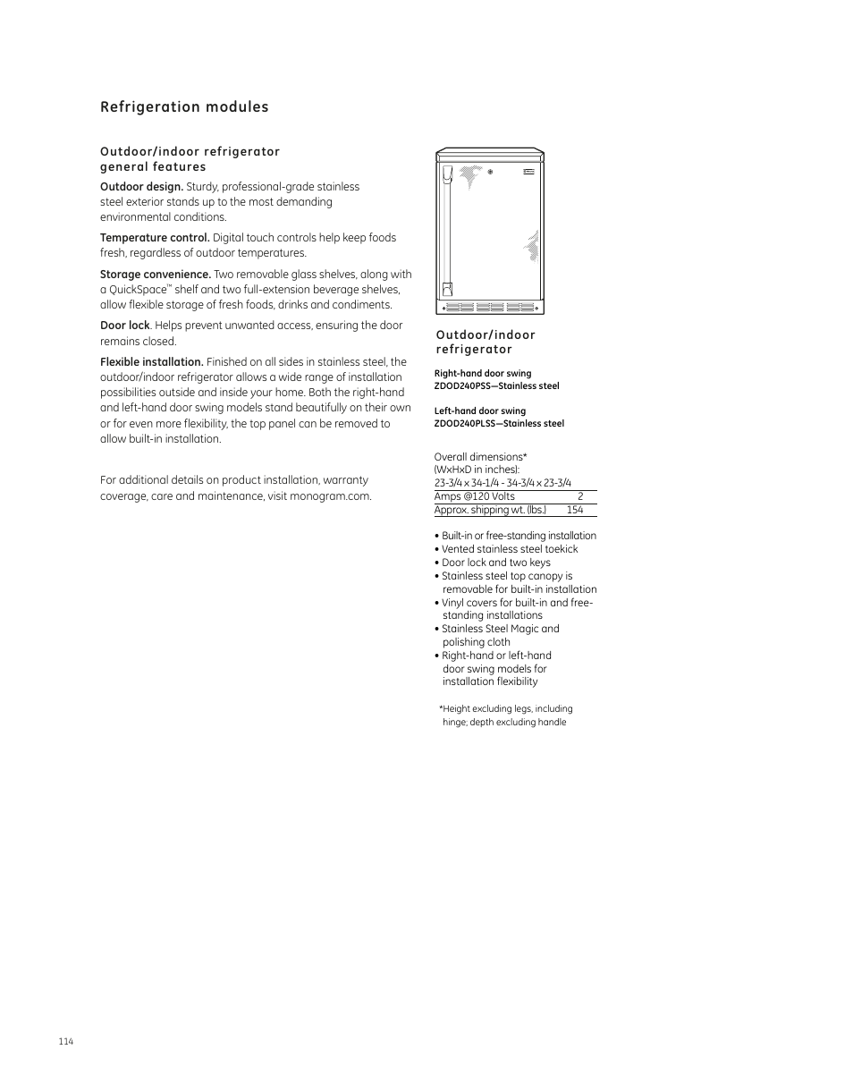 GE ZDOD240PLSS User Manual | 2 pages