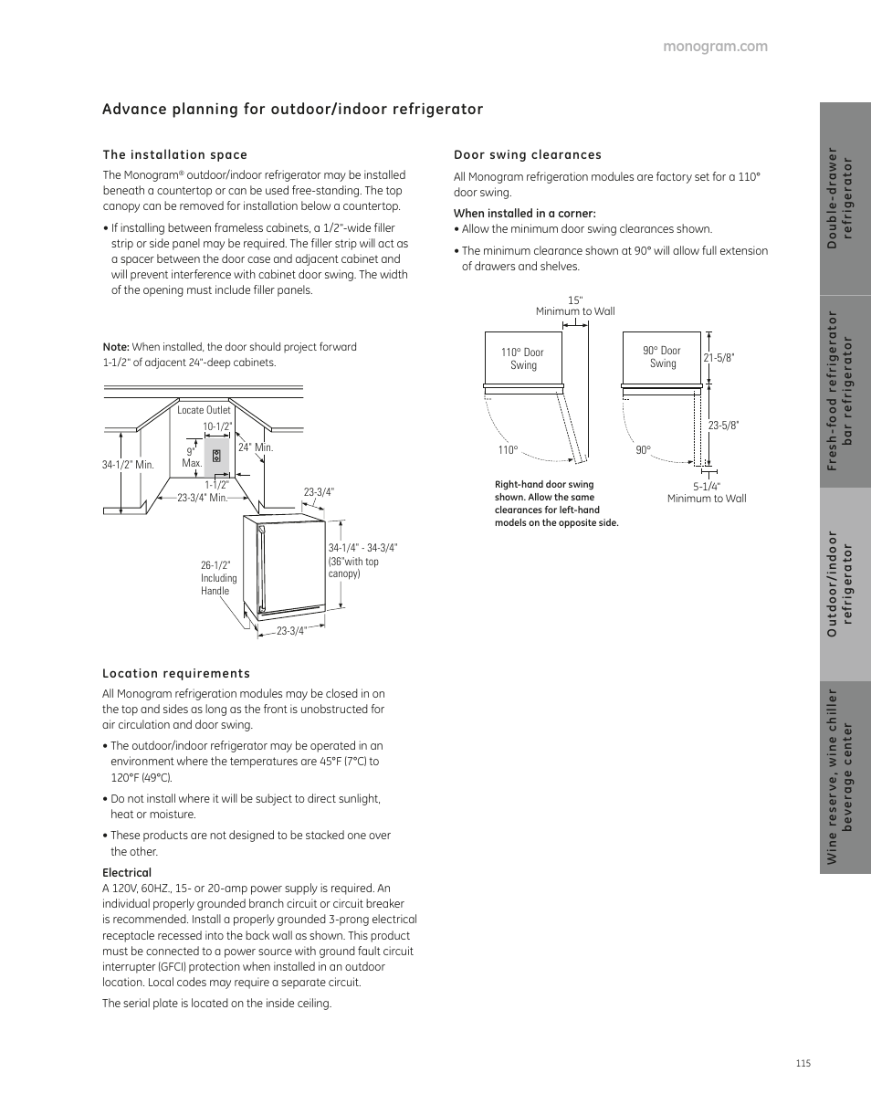 Advance planning for outdoor/indoor refrigerator | GE ZDOD240PLSS User Manual | Page 2 / 2