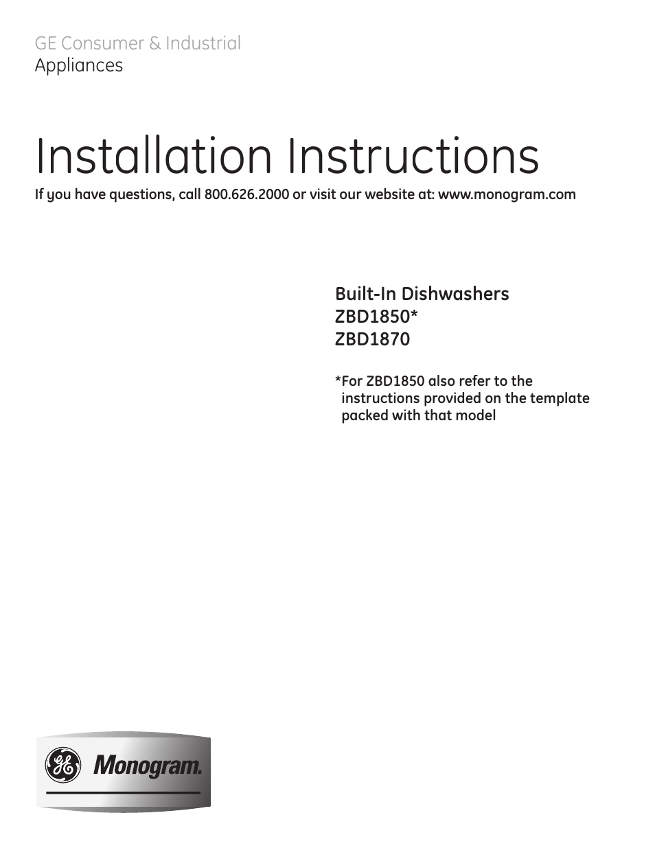 GE ZBD1850NII User Manual | 16 pages