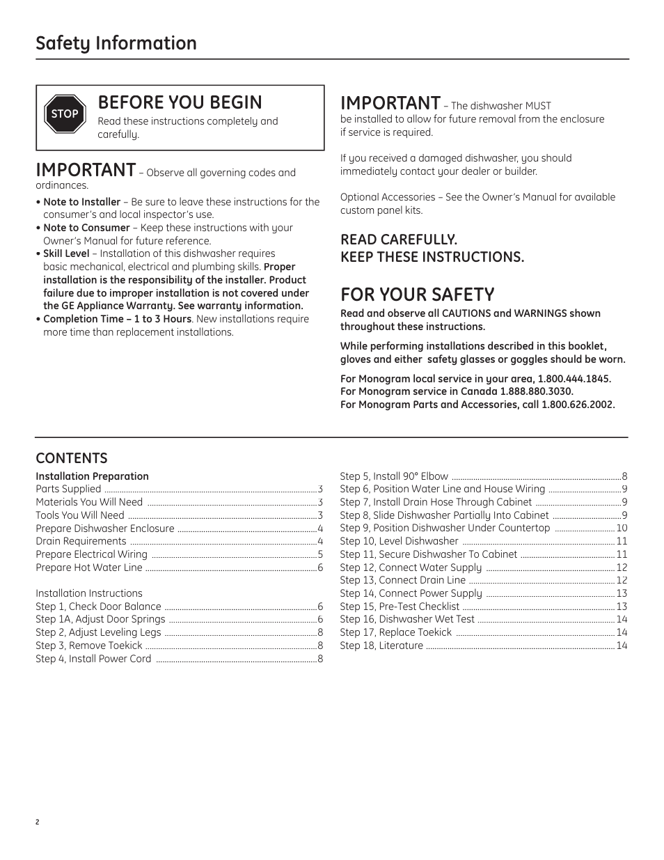 GE ZBD1850NII User Manual | Page 4 / 16