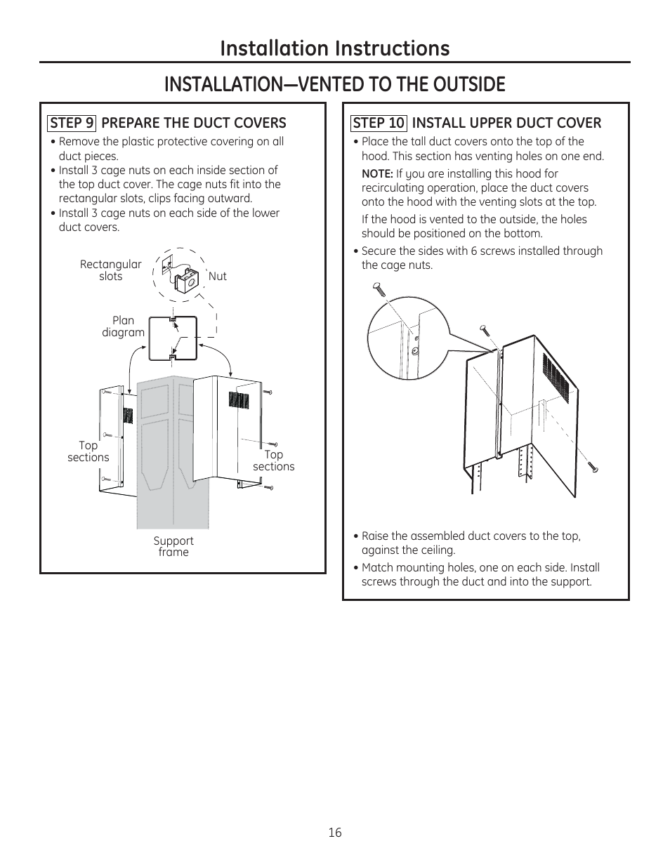 Installation instructions | GE ZV925SLSS User Manual | Page 16 / 28