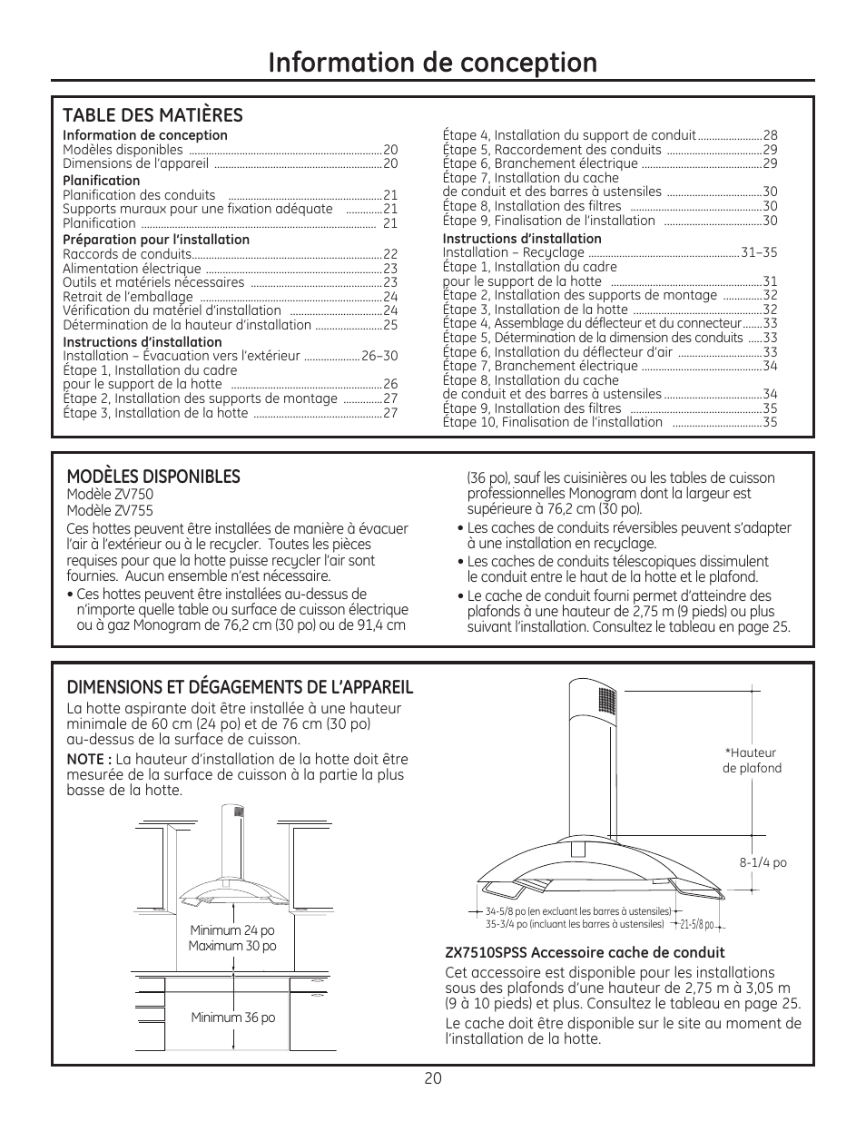 GE ZV750SPSS User Manual | Page 20 / 56