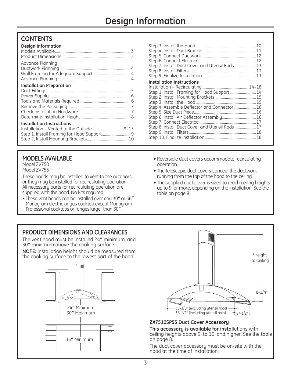 GE ZV750SPSS User Manual | Page 3 / 56