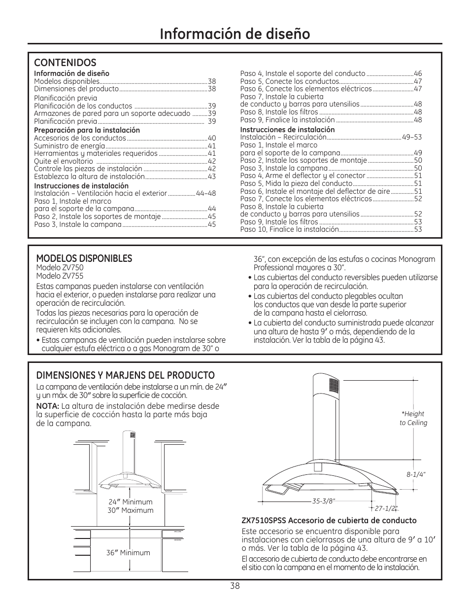GE ZV750SPSS User Manual | Page 38 / 56