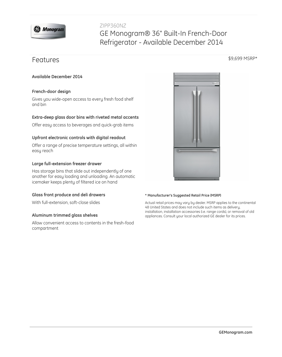 GE ZIPP360NZ User Manual | 3 pages