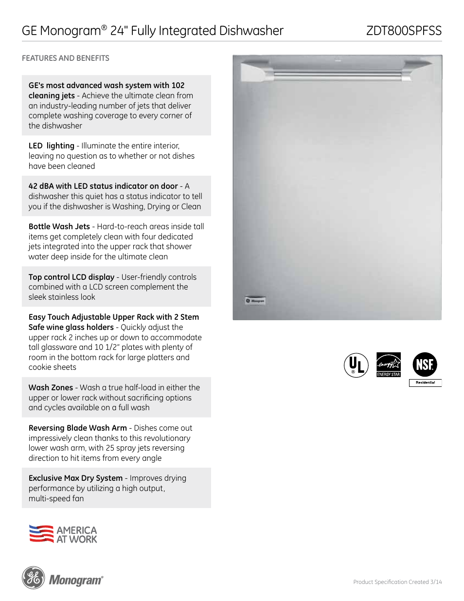 Ge monogram | GE ZDT800SPFSS User Manual | Page 3 / 3