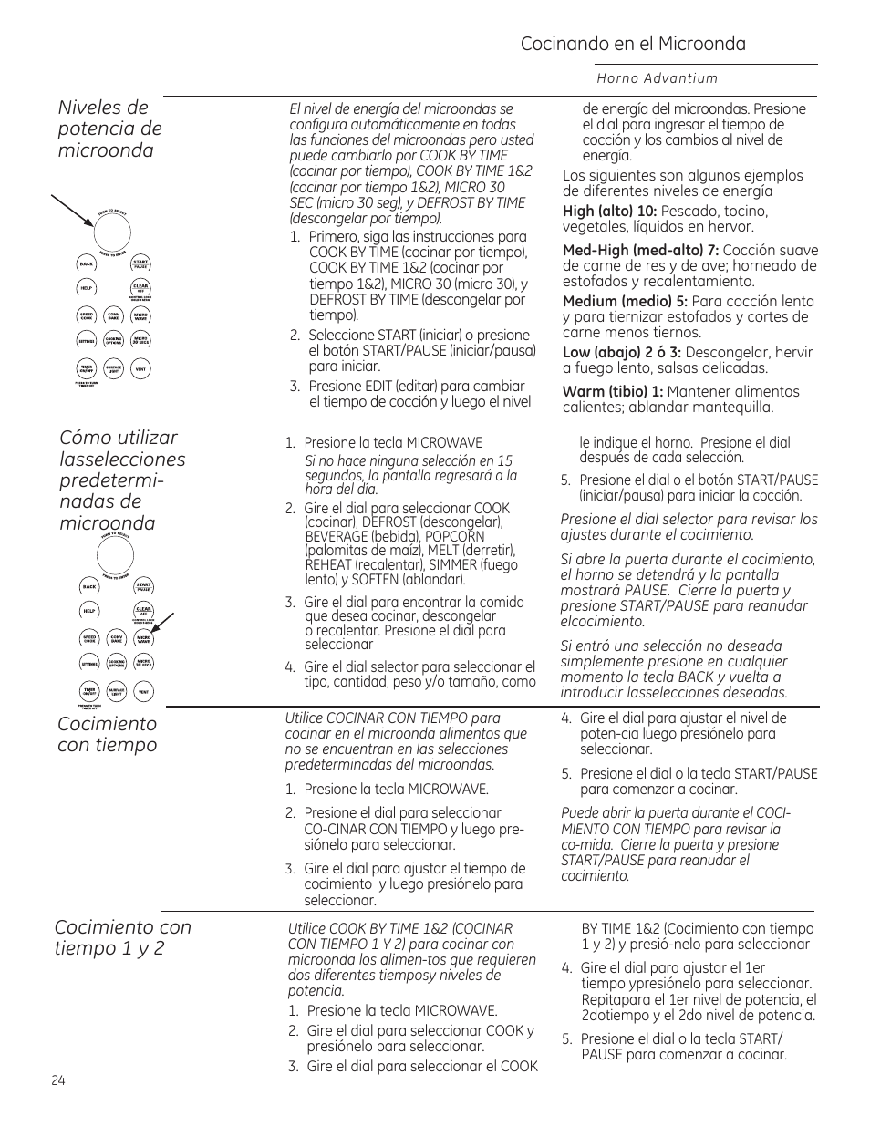 P) p, Cocimiento con tiempo cocimiento con tiempo ly 2, Cocinando en el microonda | GE ZSA1202RSS User Manual | Page 64 / 80