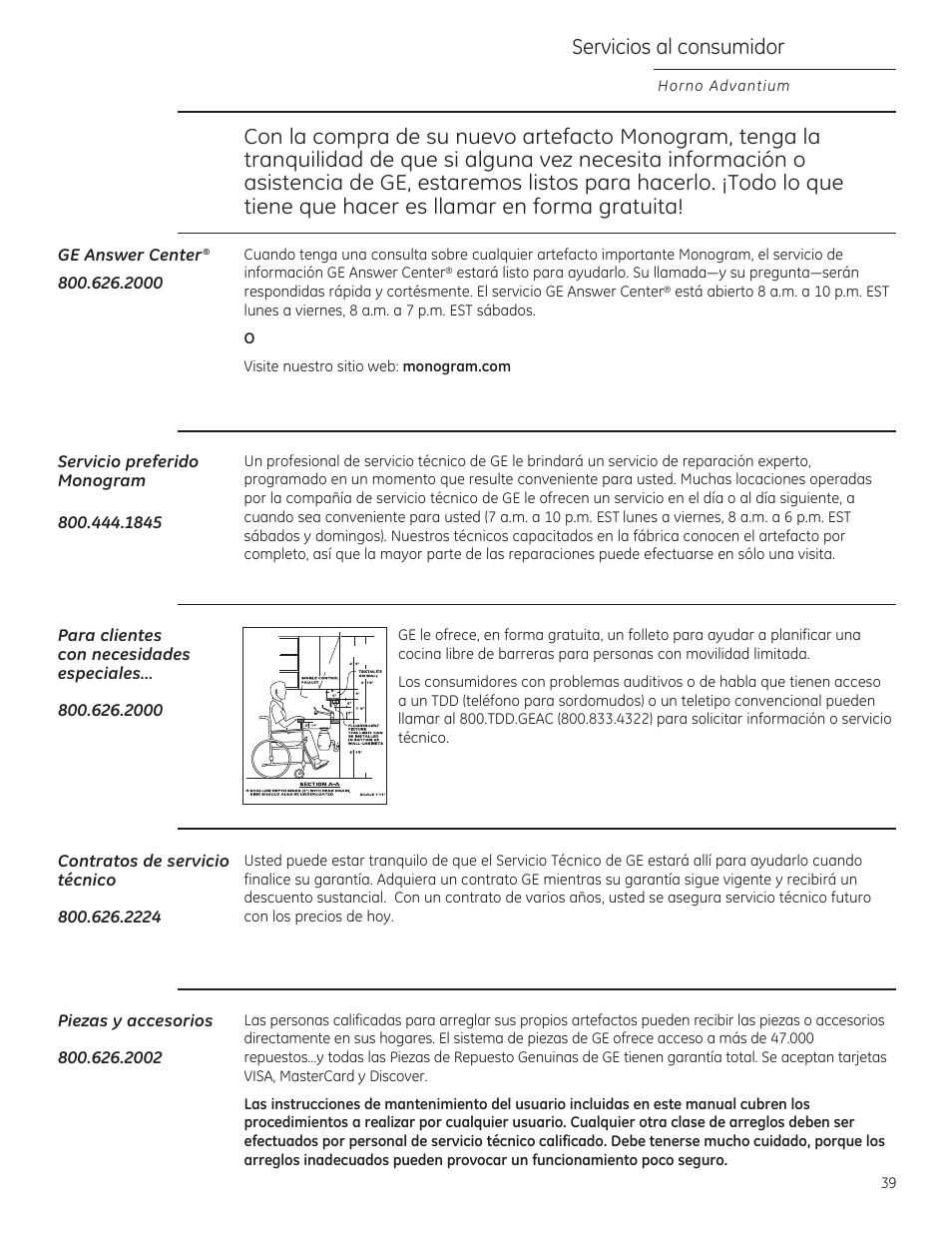 Servicios al consumidor, Horno advantium | GE ZSA1202RSS User Manual | Page 79 / 80