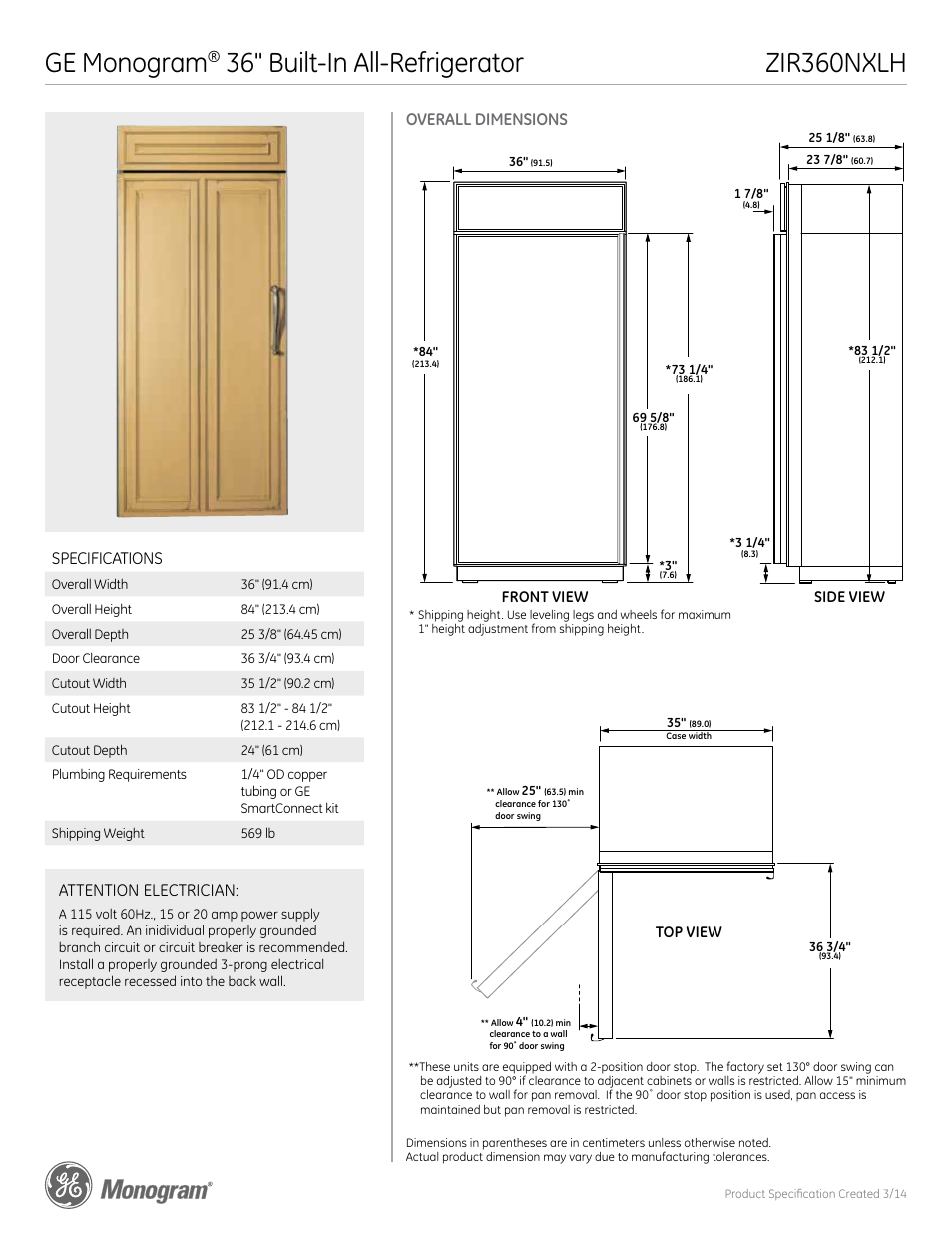 GE ZIR360NXLH User Manual | 6 pages