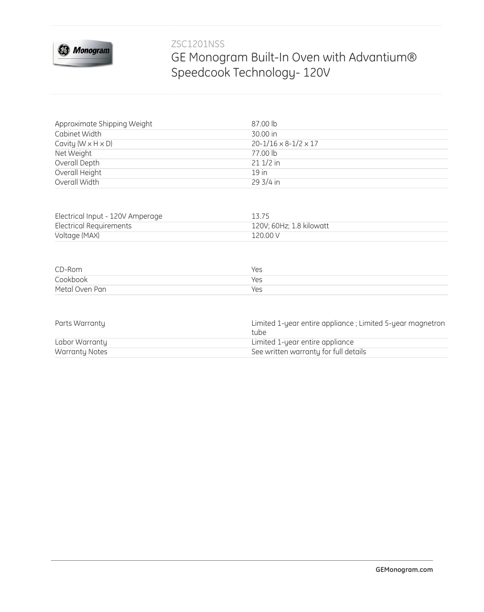 GE ZSC1201NSS User Manual | Page 3 / 3