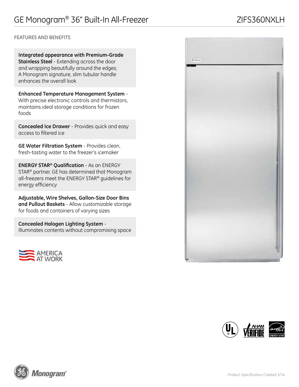 Ge monogram | GE ZIFS360NXLH User Manual | Page 5 / 5