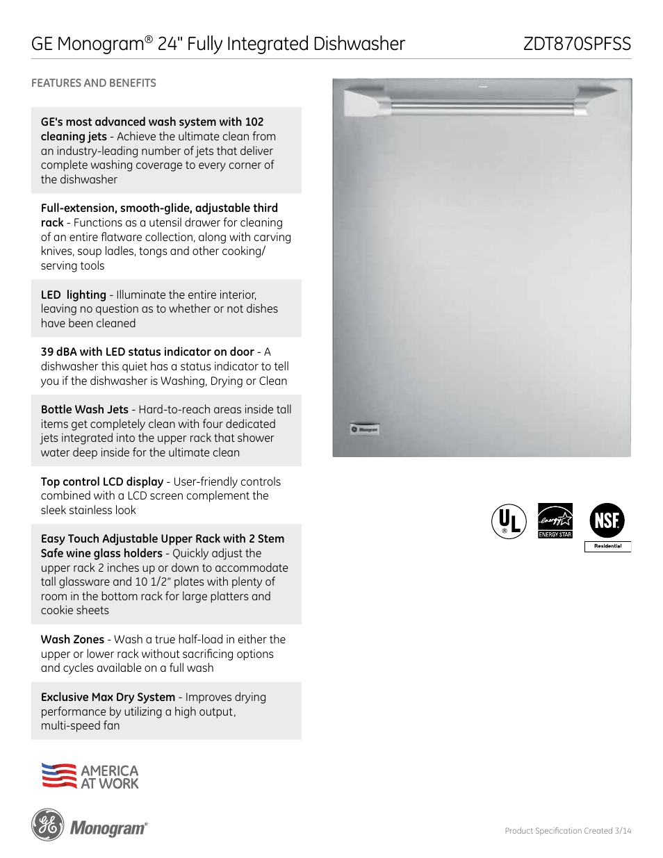 Ge monogram | GE ZDT870SPFSS User Manual | Page 3 / 3