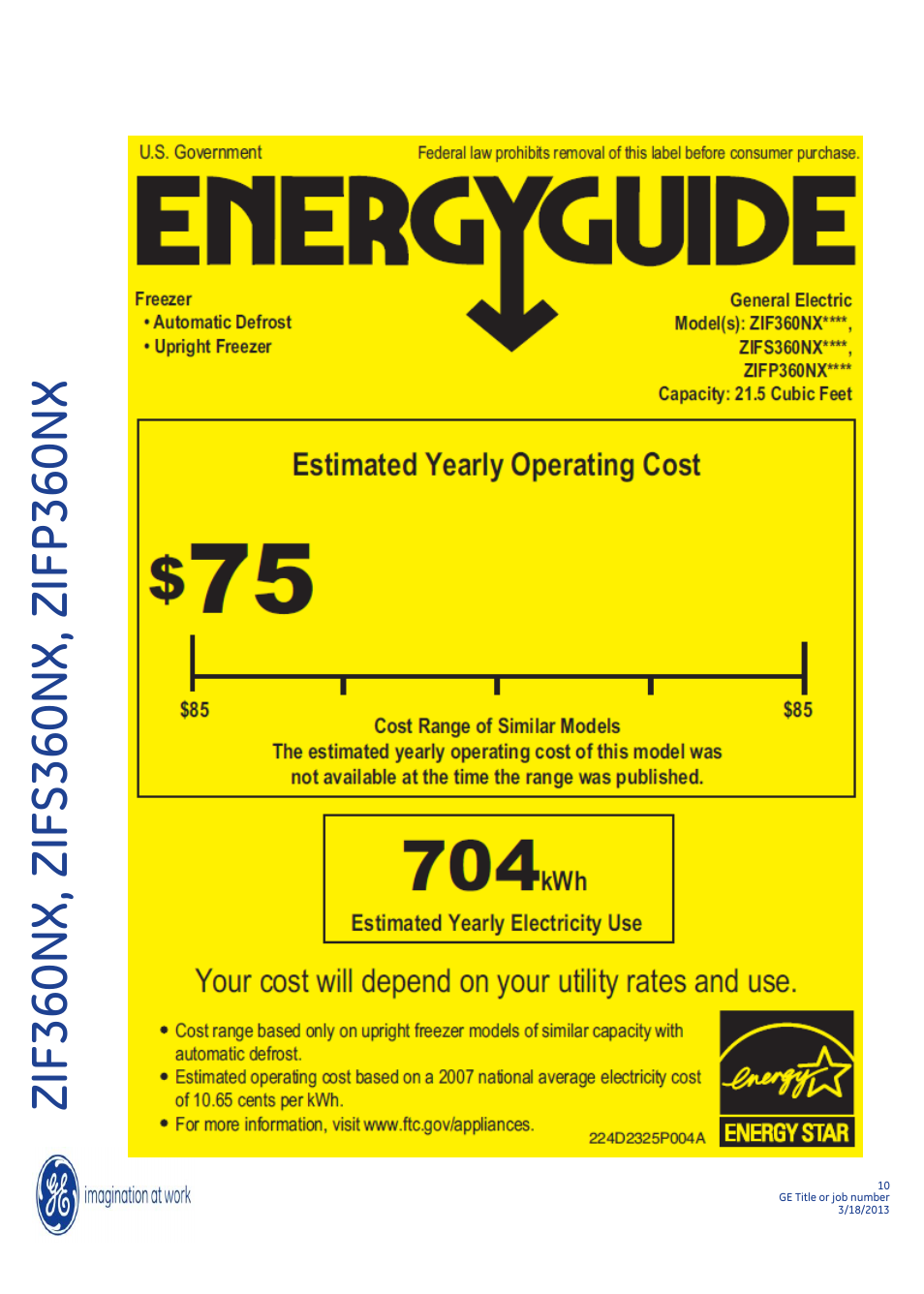 GE ZIFS360NXLH User Manual | 1 page