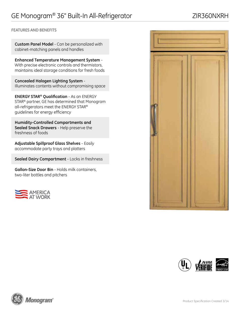 Ge monogram | GE ZIR360NXRH User Manual | Page 6 / 6