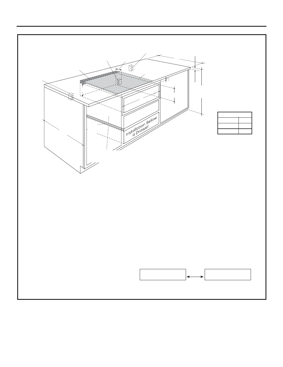 Installation preparation, Installation below a countertop | GE ZKD910SFSS User Manual | Page 8 / 16