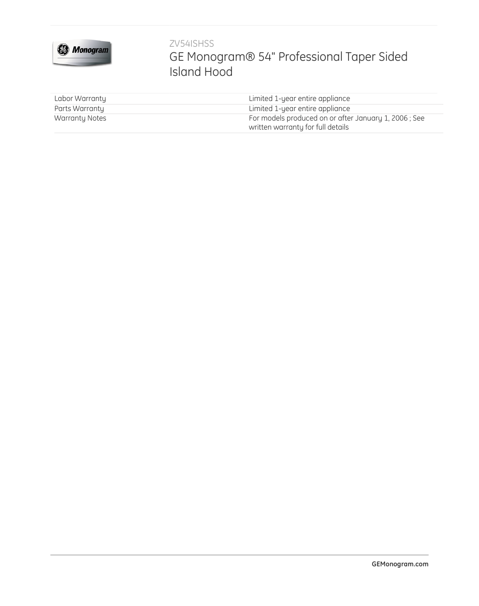 GE ZV54ISHSS User Manual | Page 3 / 3