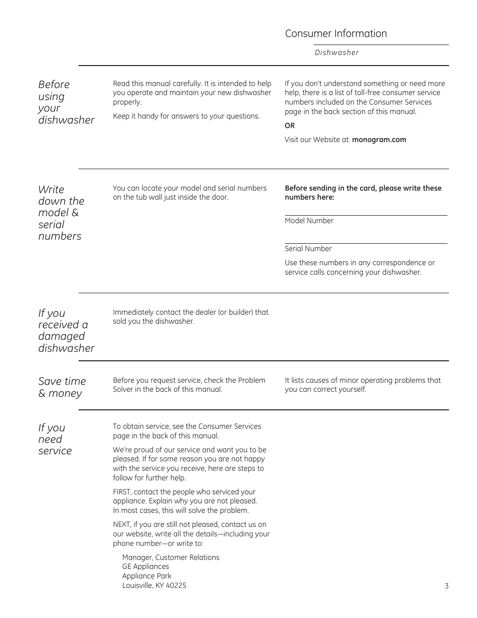 GE ZBD1850NII User Manual | Page 3 / 24