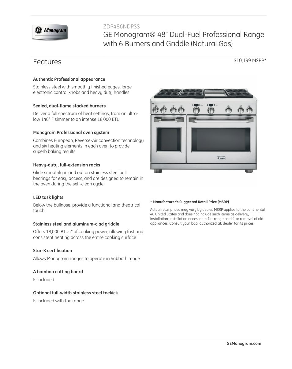 GE ZDP486NDPSS User Manual | 4 pages