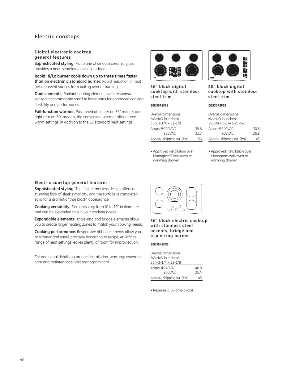 GE ZEU36RSFSS User Manual | 2 pages