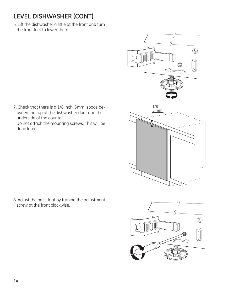 Level dishwasher (cont) | GE ZBD9900RII User Manual | Page 14 / 32